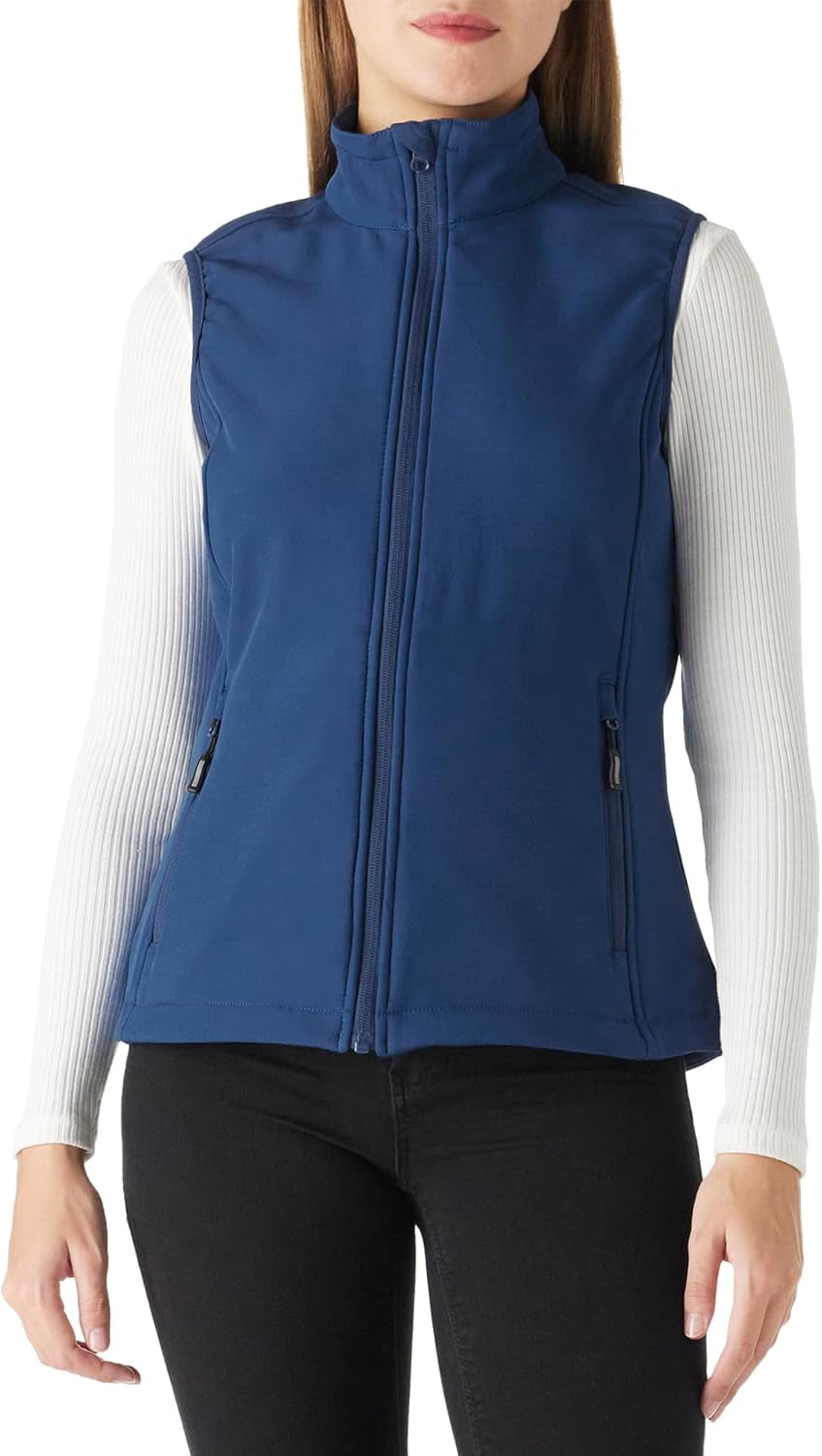 Women'S Lightweight Softshell Vest Windproof Fleece Lined Zip up Sleeveless Jacket for Running Hiking Golf